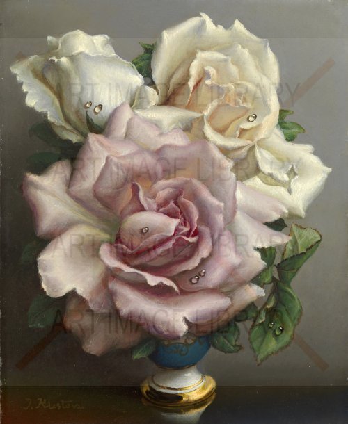 Image no. 4228: White and Pink Roses (Irene Klestova), code=S, ord=0, date=mid 20th century